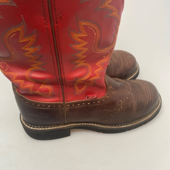 Justin Gypsy Red Cowboy Boots Women Size 10 1/2 B - Round Toe  - L9921 - Picture 7 of 16